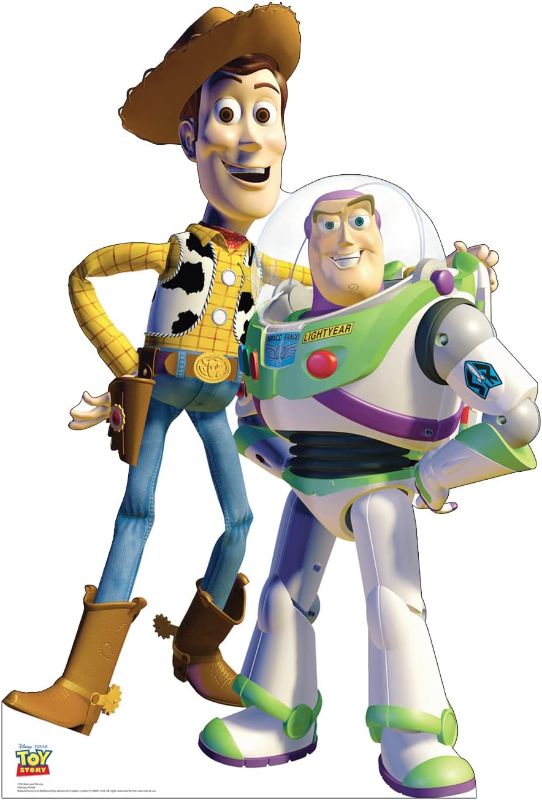 Photo 1 of **General post and photo for reference**
Large cardboard cut out of buzz lightyear and woody 