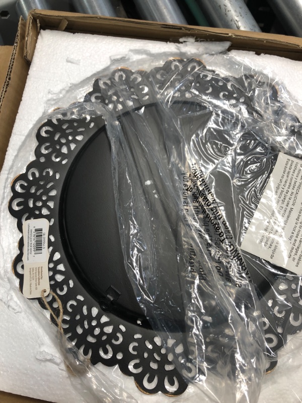 Photo 3 of (see all images)Stonebriar Decorative Round Black Metal Lace Wall Mirror, 12.5"