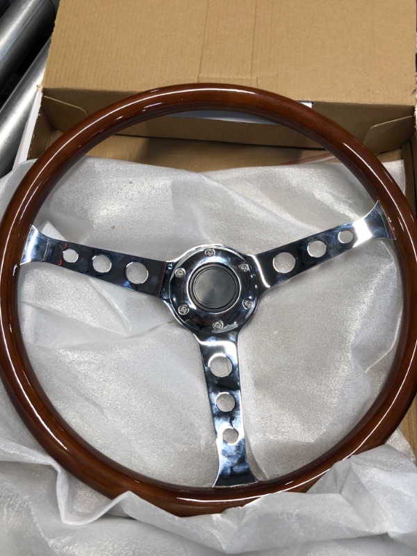 Photo 2 of 15" inch - Wood Grain Steering Wheel 6 Bolts 2" inch Depth