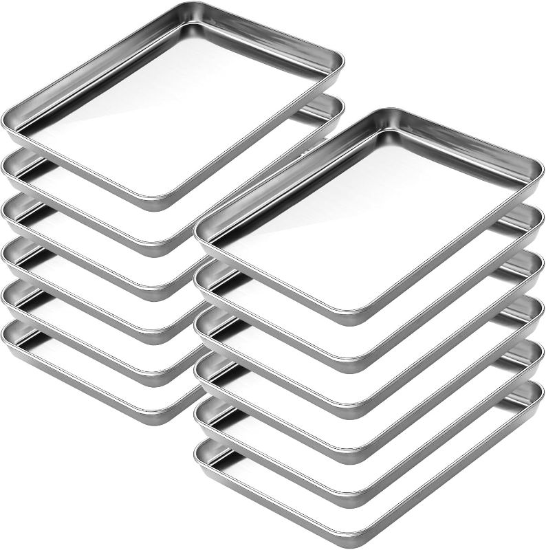 Photo 1 of CEKEE Baking Sheet Set of 8, clear 16 Inch Cookie Sheets for Baking, Baking Sheet Pan Toaster Oven Tray, Jelly Roll Pan, Warp Resistant & Heavy Duty, Size 16 x 12 x 1 Inches