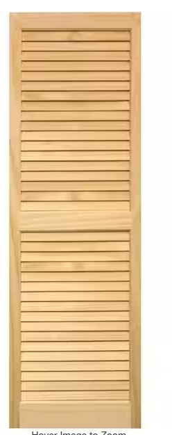 Photo 1 of 15 in. x 59 in. Louvered Shutters Pair Unfinished
