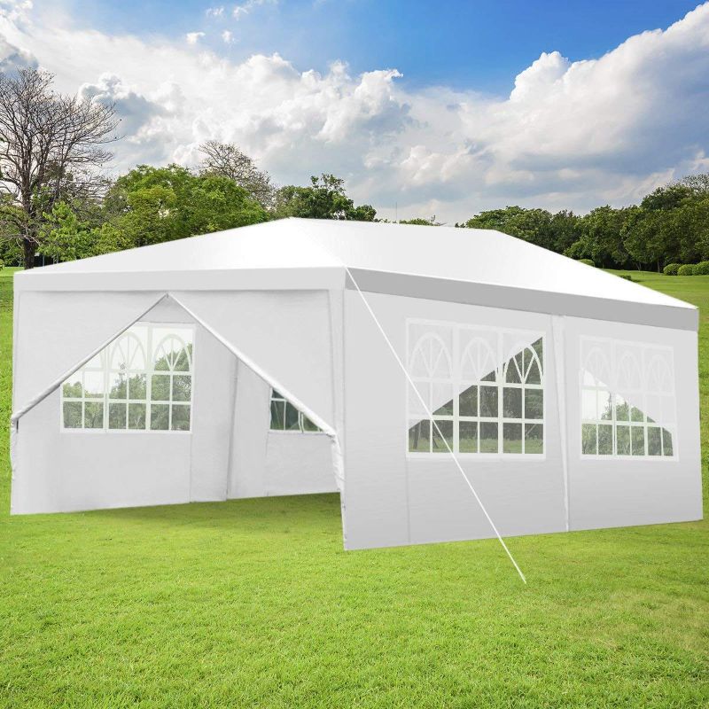 Photo 1 of  Ktaxon 10 X 20 Party Tent PE Gazebo Wedding Canopy W/6 Sidewalls