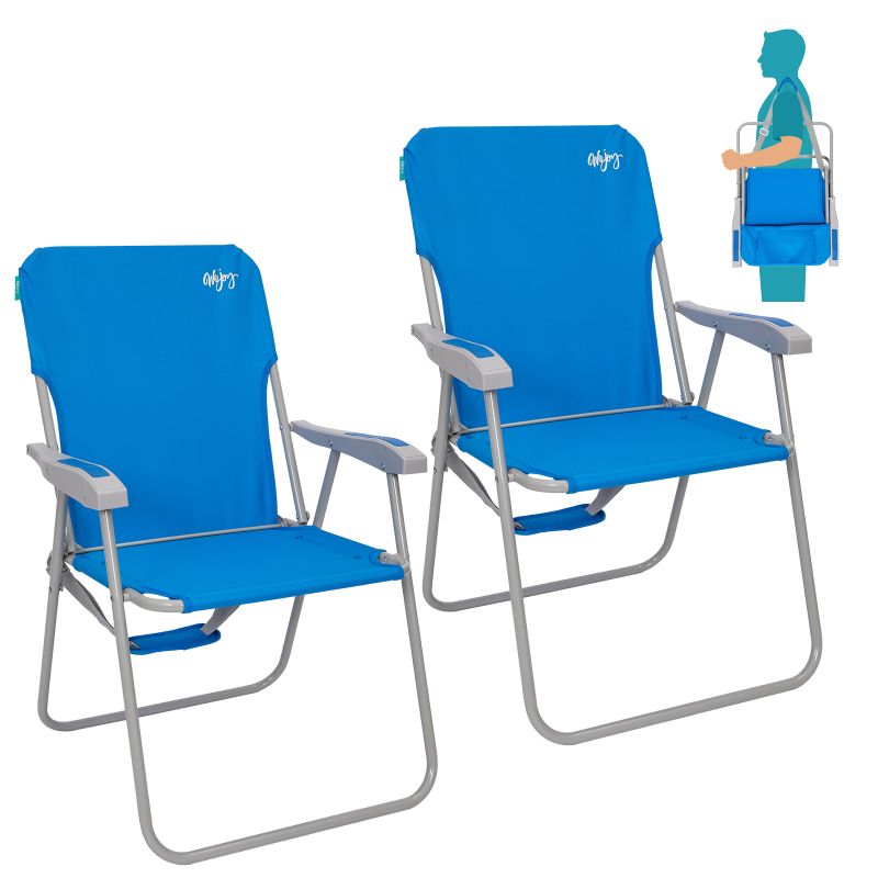 Photo 1 of #WEJOY 2-Pack High Back Beach Chair Folding Camping Lawn Chair for Adult, Blue