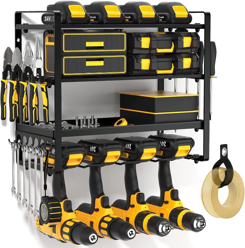 Photo 1 of ***STOCK PHOTO FOR REFERENCE ONLY/STYLE VARY*** Power Tool Organizer Wall Mount, Heavy Duty Drill Holder, Garage Tool Organizer and Storage, Suitable Tool Rack for Tool Room, Workshop, Garage, Utility Storage Rack for Cordless Drill