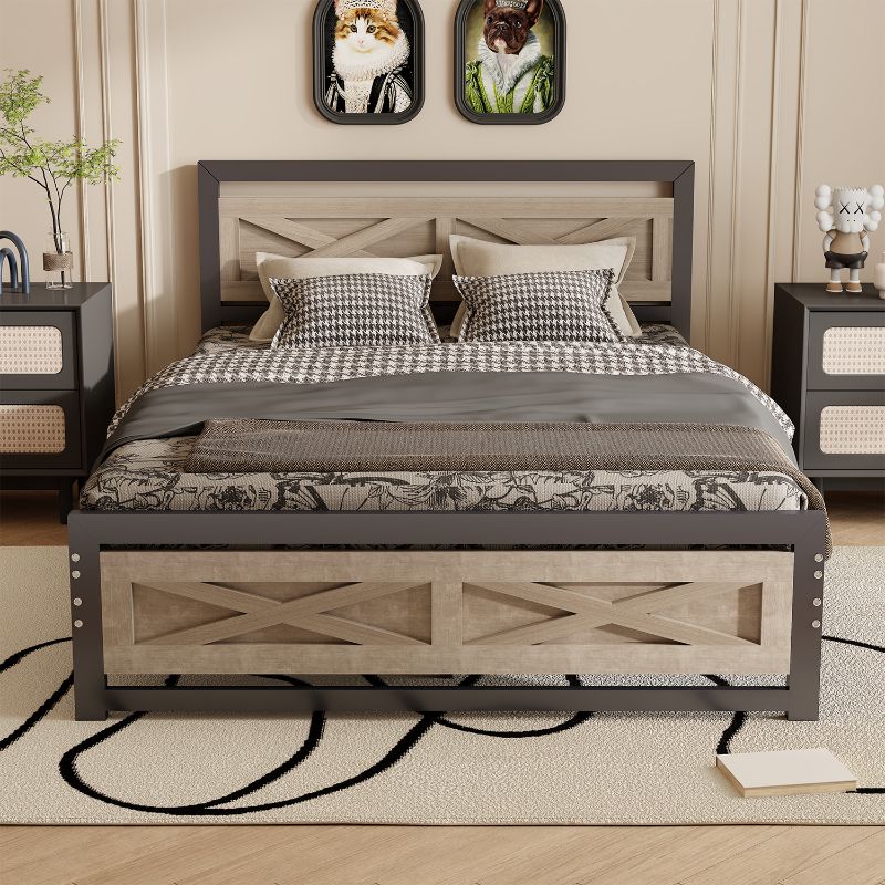 Photo 1 of ***STOCK PHOTO FOR REFERENCE ONLY COLOR IS BLACK AND GRAY*** Behost Platform Bed Frame with Headboard, Twin Size Bed