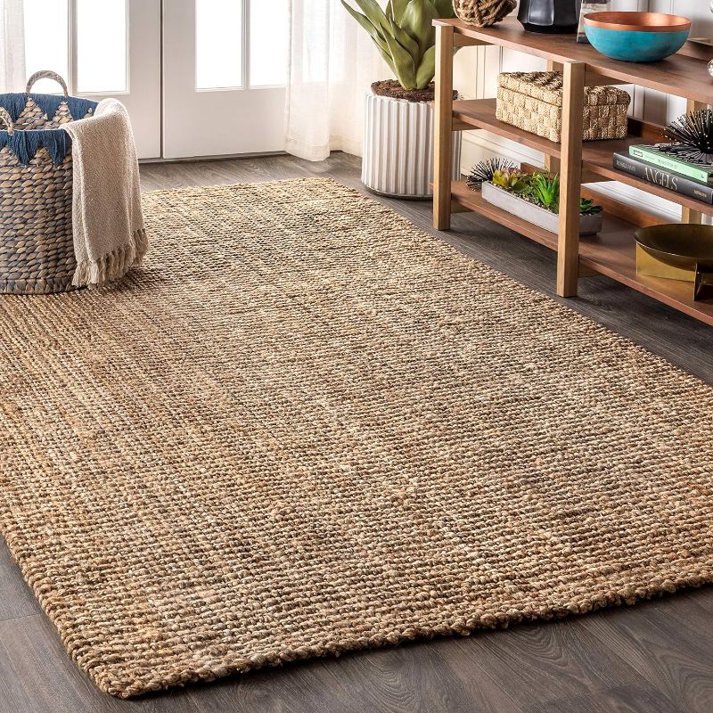 Photo 1 of Chunky Jute Indoor Area -rug Bohemian Farmhouse Easy -cleaning Bedroom Kitchen Living Room Non Shedding 8X10