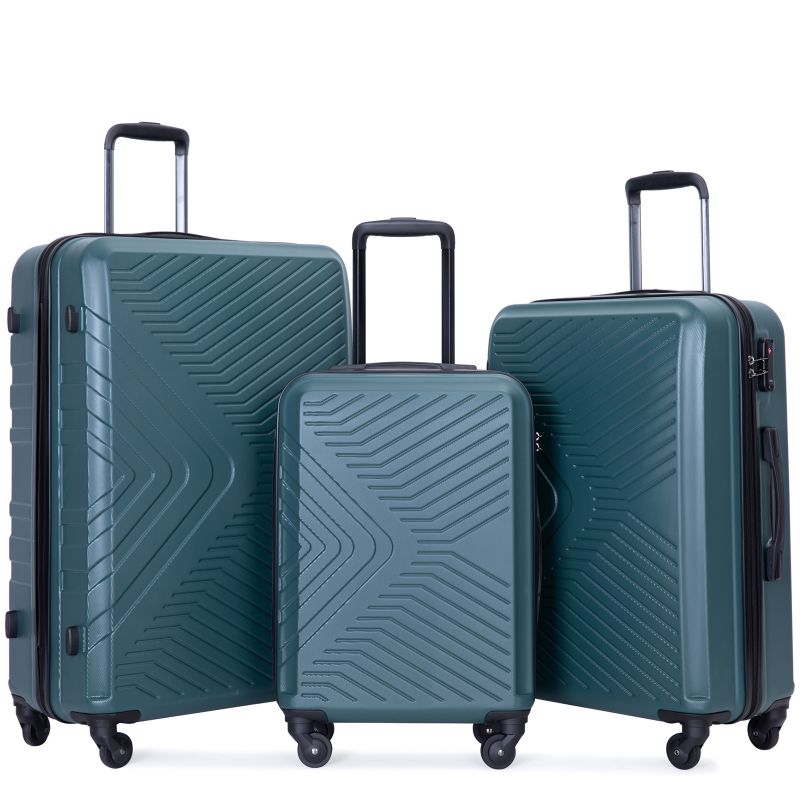 Photo 1 of ***LARGER SUITCASE DOES NOT LOCK*** 3 Piece Hardside Luggage Set Hardshell Lightweight Suitcase with TSA Lock Spinner Wheels.(Dark Green)