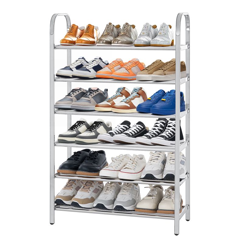 Photo 1 of HONEIER 5/6 Tier Shoe Rack, Sturdy Metal Shoe Storage Shelf for 18 Pairs of Shoes, Entryway, Hallway and Closet Space Saving Storage and Organization