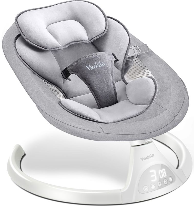 Photo 1 of ***MISSING ITEMS//REMOTE//ADAPTER*** Baby Swing for Infants, Bluetooth Swing Electirc Baby Rocker Bouncer, Intelligent Auto Swing with 5 Speed, Gray