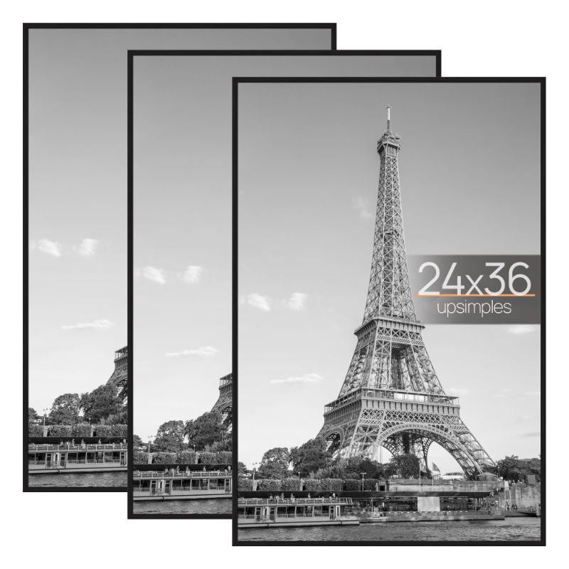 Photo 1 of ***SEE PHOTOS FOR DAMAGES*** 24x36 Basic Picture Frames, Black, Set of 3 Poster Frames