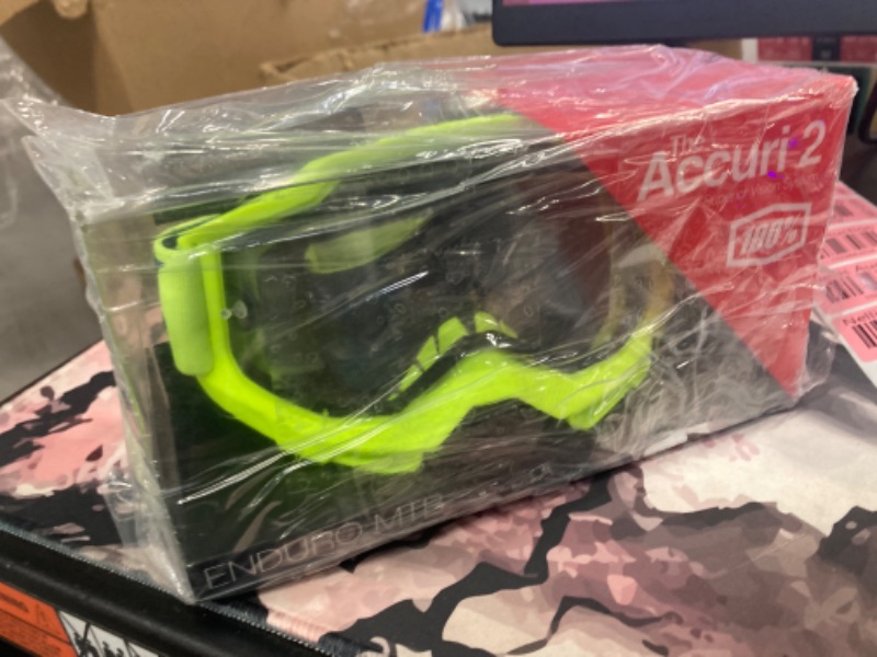 Photo 2 of 100% ACCURI 2 ENDURO Mountain Bike & Motocross Racing Protective Goggles (Fluo/Yellow - Clear Lens)