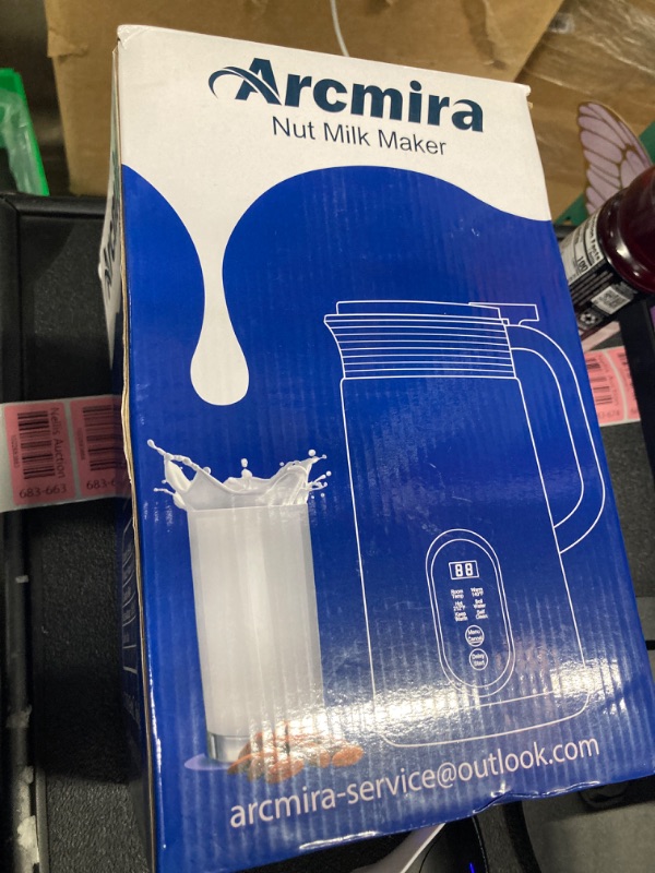 Photo 2 of Arcmira Automatic Nut Milk Maker, 20 oz Homemade Almond, Oat, Soy, Plant-Based Milk and Dairy Free Beverages, Almond Milk Maker with Delay Start/Keep Warm/Boil Water, Soy Milk Maker with Nut Milk Bag