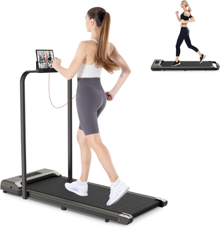 Photo 1 of ***MISSING SCREEN*** Foldable Walking Pad with Handle Bar, Folding Treadmill Portable Under Desk for Home Office 4 in 1, Safety Lock, Remote Control, 300 LB Capacity
