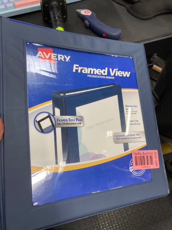 Photo 2 of Avery Framed View Heavy-Duty Binders, 3 Rings, 0.5" Capacity, 11 x 8.5, Navy Blue