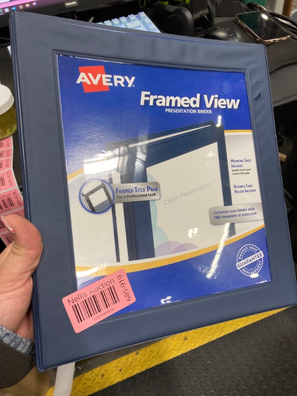 Photo 2 of Avery Framed View Heavy-Duty Binders, 3 Rings, 0.5" Capacity, 11 x 8.5, Navy Blue