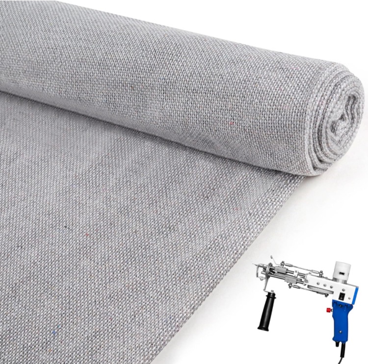 Photo 1 of 79" x 85" Large Primary Tufting Cloth - Durable Tufting Fabric with Sewed Edges - Monks Cloth for Tufting Gun & Needle Punch, Rug Backing Fabric, for DIY Enthusiasts, (Grey)