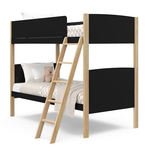 Photo 1 of Delray Black with Natural Twin-over-Twin Bunk Bed