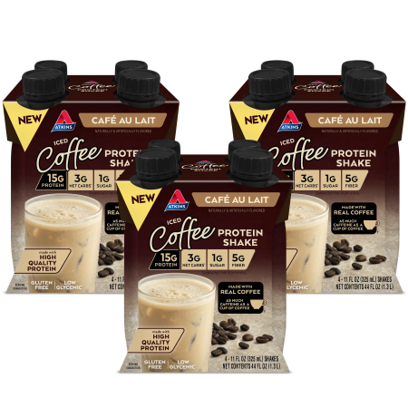 Photo 1 of (((12 /10/24)))Atkins Iced Coffee Protein Shake Café Au Lait Keto Friendly 11 Fl Oz 3/4ct Packs
