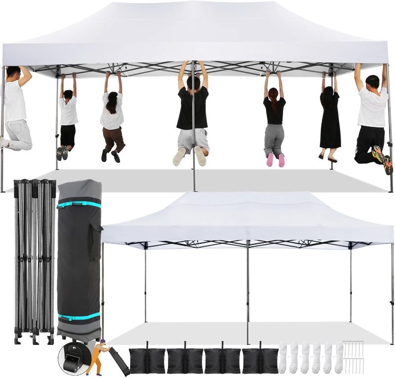 Photo 1 of *Similar* COBIZI 10x20 Pop Up Canopy Without Sidewall,Heavy Duty Canopy UPF 50+ All Season Wind Waterproof Commercial Outdoor Wedding Party Tents for Parties Canopy Gazebo with Roller Bag(10 x 20 ft White)
