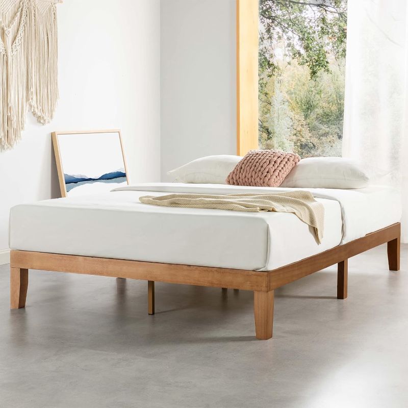 Photo 1 of *MINNIG BOX 1 And 3* Mellow Naturalista Classic - 12 Inch Solid Wood Platform Bed with Wooden Slats, No Box Spring Needed, Easy Assembly, King, Natural Pine
