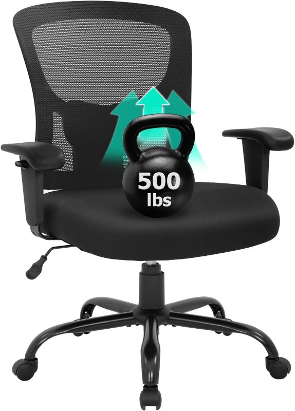 Photo 1 of BestOffice Big and Tall Office Chair 500lbs Desk Chair Mesh Computer Chair with Lumbar Support Wide Seat High Back Task Executive Ergonomic Chair for Home Office (Black)