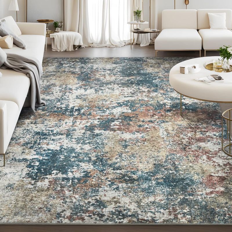 Photo 1 of Area Rug Living Room Rugs: 8x10 Indoor Soft Fluffy Rug Abstract Carpet for Bedroom Kitchen Dining Room Floor Washable Plush Throw Large Accent Rug Home Office Nursery Decor - Multi