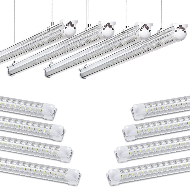 Photo 1 of  4FT LED Shop Light Garage Lights,50W 5000K/Daylight White 7550LM,Hanging/Surface Mount,Plug and Play,Linkable LED Shop Lights,T8 4FT LED Tube Lights for Warehouse Workshop Basement