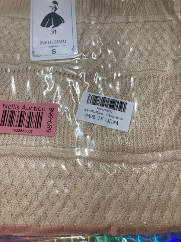 Photo 1 of Crochet Short Sleeve Tops for Women Casual Summer Crewneck Lightweight Pullover Sweater Shirts Blouses Apricot