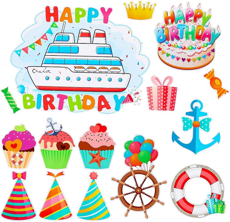 Photo 1 of 15 Pcs Birthday Cruise Door Magnets Funny Car Magnets Ship Cruise Door Decorations Magnet Stickers Birthday Fridge Decor Magnets for Carnival Cruise Refrigerator Door (Birthday Style) - 3pk bundle
