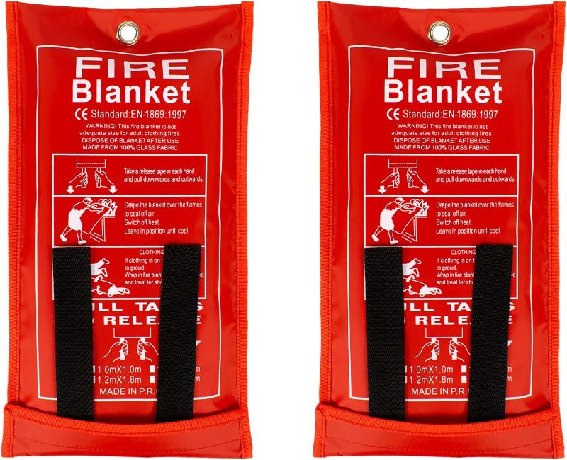 Photo 1 of FLASLD Fire Blanket for Home, Fiberglass Fire Blankets Emergency for People, 2 Pack - Fire Suppression Blanket for Kitchen 40x40 Inch
