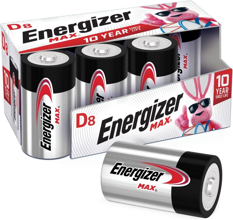 Photo 1 of Energizer Max D Batteries, Premium Alkaline D Cell Batteries (8 Battery Count)
