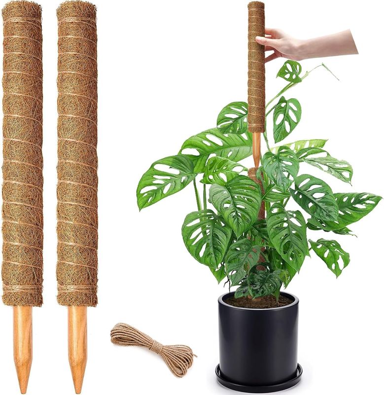 Photo 1 of 2 Pack 17 Inch Moss Pole, Stackable Moss Poles for Climbing Plants Monstera, Tall Plant Sticks Accessories, Large Coir Plant Support Stakes for Potted Plants Indoor, Pothos, Philodendron