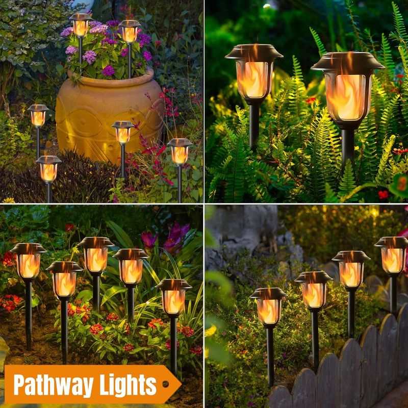 Photo 1 of Dynaming 6 Pack Halloween Decorations Outdoor, Solar Halloween Lights Purple Flickering Flame Solar Torch Lights, Solar Powered Auto On/Off for Outside Halloween Decor for Lawn Patio Yard Walkway