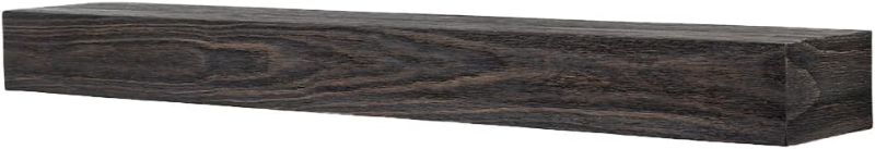 Photo 1 of Modern Ember Modern Rustic 72 Inch Wood Mantel Shelf in Charcoal Black Stowe, Wall-Mounted Shelf with Dark Hand Brushed Sand Groove Pattern; for Fireplaces, Hearths & Décor