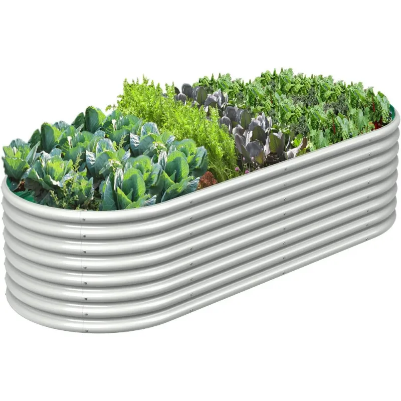 Photo 1 of 6FT(L)×3FT(W)×2FT(H) Galvanized Raised Garden Bed Outdoor, Metal Raised Garden Beds for Flower, Raised Planter Box Outdoor for Herb, Vegetable-White
