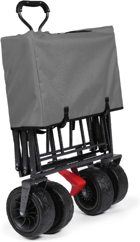 Photo 1 of Heavy Duty Collapsible Wagon Carts (Grey) - with Removable Canopy - for Beach, Shopping, Picnic, Camping, Sports
