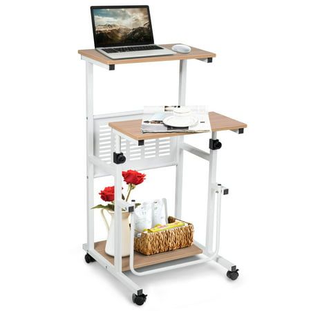 Photo 1 of Giantex Mobile Standing Desk Height Adjustable Laptop Cart on Wheels Home Office Laptop Workstation Presentation Cart for Small Space
