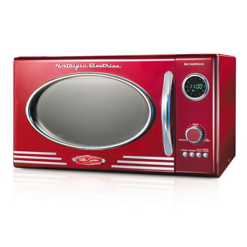 Photo 1 of 0.9 Cu. Ft. 800 Watt Retro Microwave Oven, Retro Red
