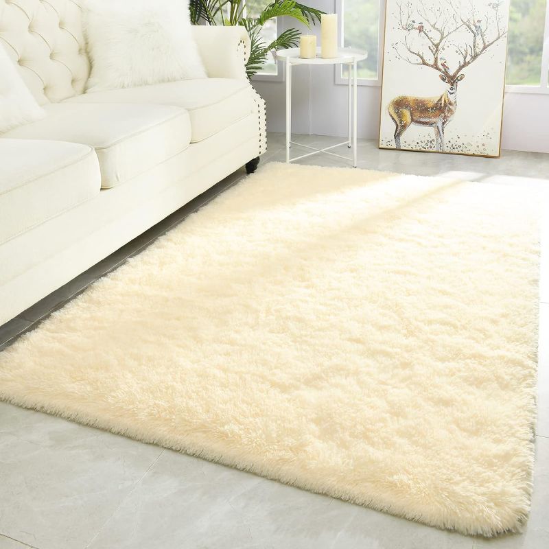 Photo 1 of *UNKNOWN WHAT SIZE* Merelax Modern Soft Fluffy Large Shaggy Rug for Bedroom Livingroom Dorm Kids Room Indoor Home Decorative, Non-Slip Plush Furry Fur Area Rugs Comfy Nursery Accent Floor Carpet Light Champagne