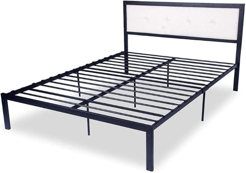 Photo 1 of *UNKNOWN WHAT SIZE BED* Modern  Size Platform Bed with Metal Frame, Beige Headboard