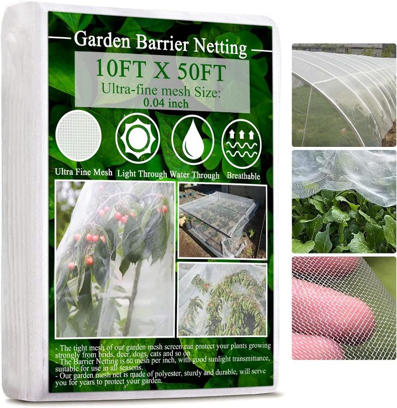 Photo 1 of 10 * 50 FT Garden Netting for Raised Beds, Durable Ultra Fine Garden Netting, Newest Insect Netting for Garden,Insect Netting for Gardenfor Vegetable, Plants, Fruits, Flowers Growing Better
