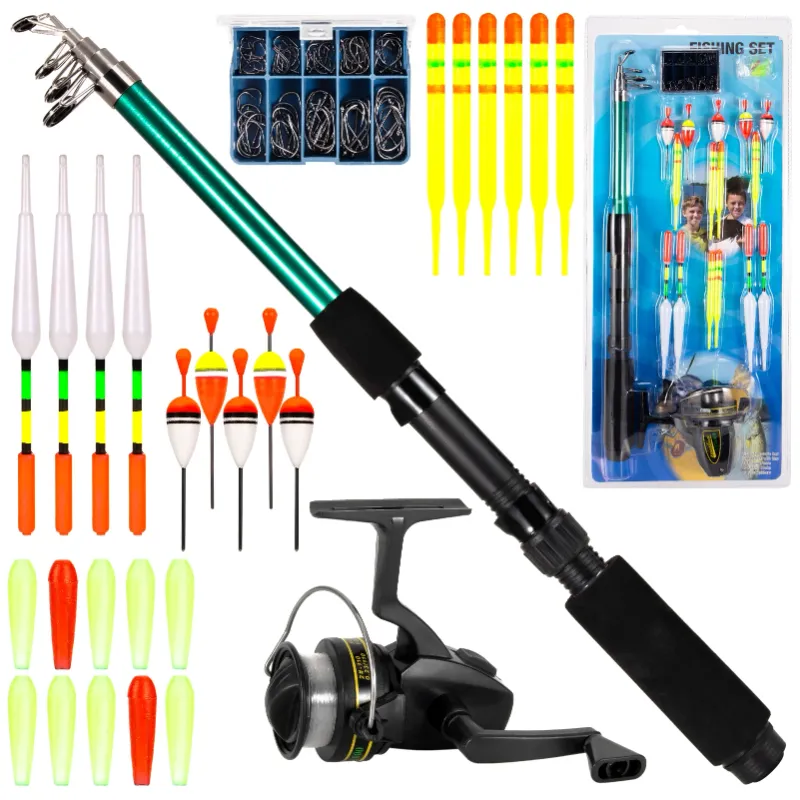 Photo 1 of ametoys Fishing Rod and Reel Combo 127pcs Fishing Tackle Set Telescopic Fishing Rod Pole with Reel Floats Hooks Accessories
