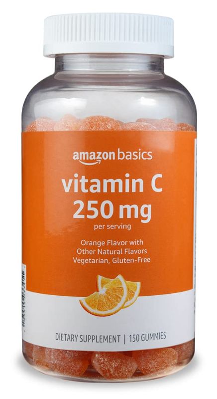 Photo 1 of Amazon Basics Vitamin C 250 mg Gummy, Orange, 150 Gummies (2 per Serving), Immune Health (Previously Solimo) 