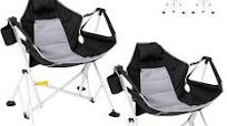 Photo 1 of FUNDANGO Hammock Camping Chair Adjustable Rocking Chair Folding Lawn Chair for Adult(Black/Grey