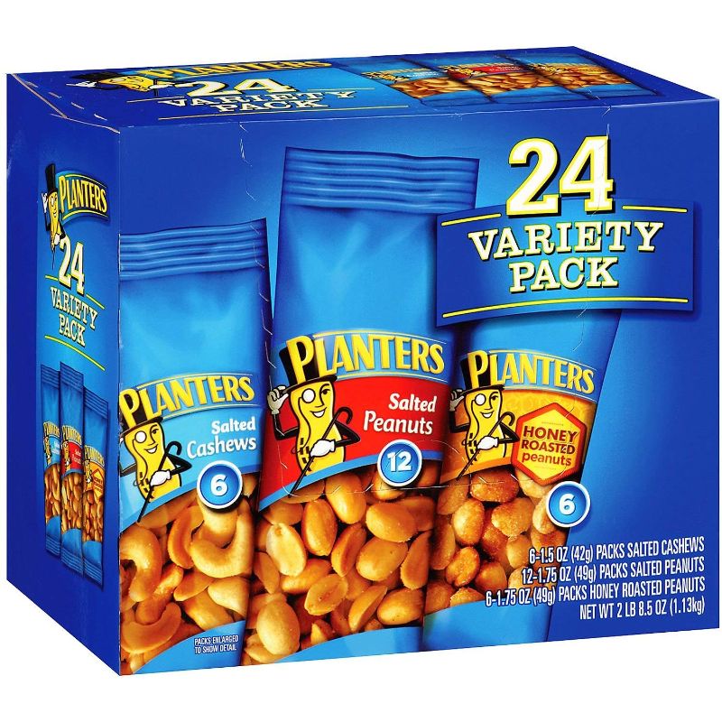 Photo 2 of (((36COUNT )))0Generic Peanuts & Cashews Variety Pack, Includes  packages Honey Roasted Peanuts (1.75 oz each), packages Salted Peanuts (1.75 oz each), and packages Salted Cashews (1.5 oz each)

