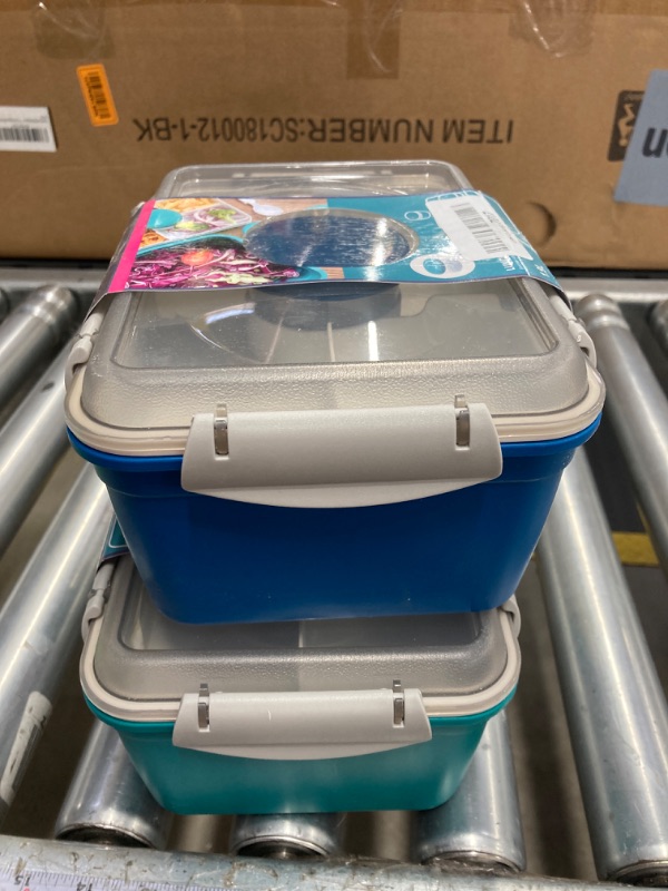 Photo 2 of ***PACK OF 2****shopwithgreen 64 OZ Salad Containers To Go for Lunch (2 Pack), Bento Box with Dressing Pots & 5-Compartment Removable Tray, Microwave and Dishwasher Safe, BPA-free