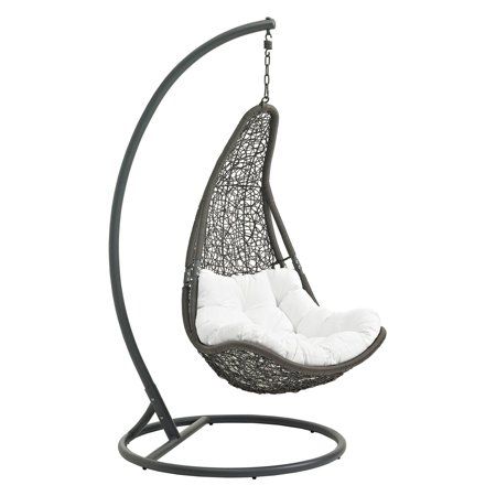 Photo 1 of Abate Outdoor Patio Swing Chair with Stand EEI-2276-GRY-WHI-SET
