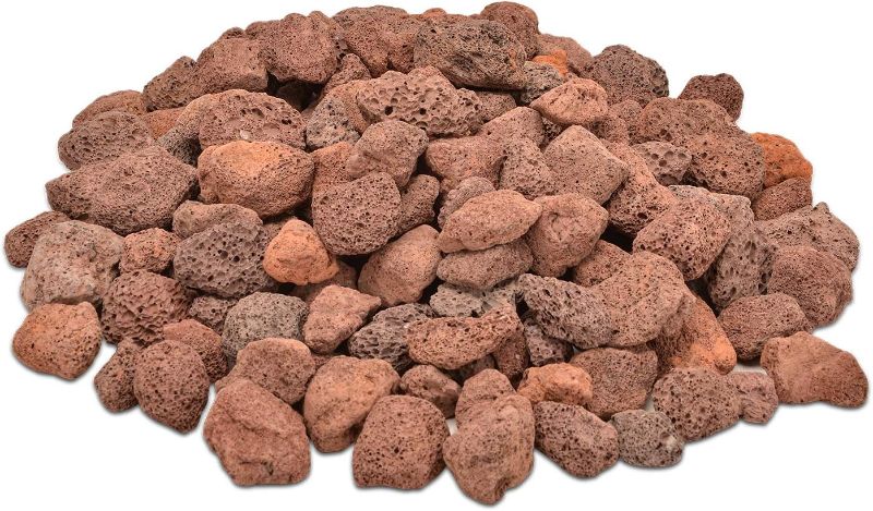 Photo 1 of 10LB Lava Rocks for Fire Pits, Fire Tables, Fireplaces, Garden Landscaping Decoration, Indoor and Outdoor Use, 1"-2" Natural Sizes, Red