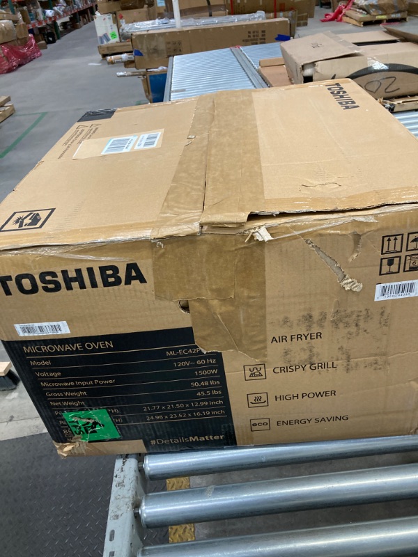 Photo 1 of TOSHIBA 4-in-1 ML-EC42P(SS) Countertop Microwave Oven, Smart Sensor, Convection, Air Fryer Combo, Mute Function, Position Memory 13.6" Turntable, 1.5 Cu Ft, 1000W, Silver Silver Air Fryer