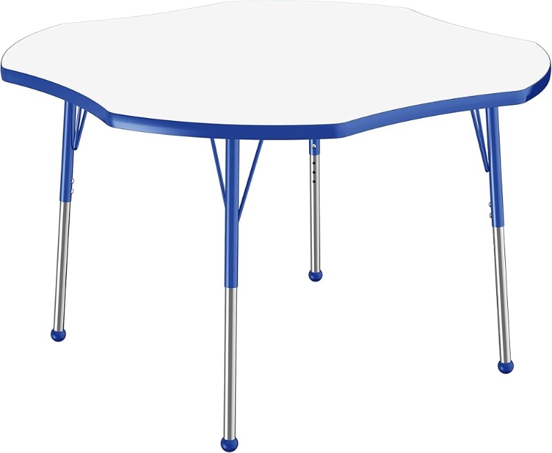 Photo 1 of Factory Direct Partners Dry-Erase Clover Activity School and Office Table Blue Edge 